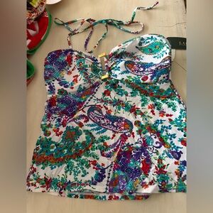 Lauren Ralph Lauren Strapless Paisley Swim Tankini NWT Size 14